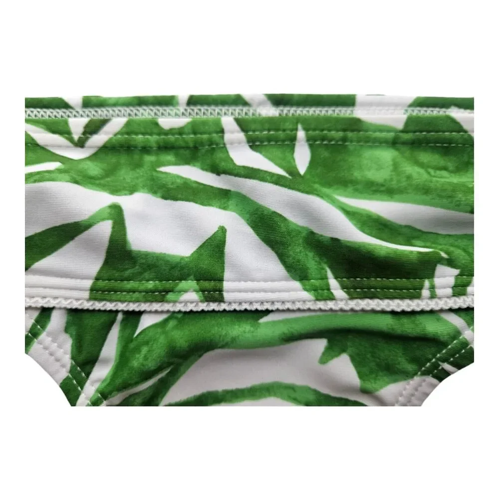 ATHLETA Women's Size XS Bikini Bottom Green White Tropical Rainforest Leaves